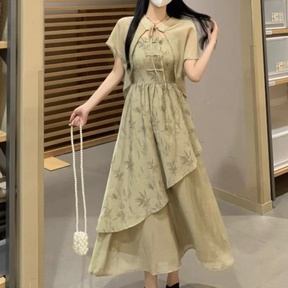 Elegant Beige Floral Dress